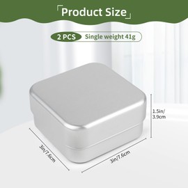 2PCS Aluminum Travel Soap Container with Lid Self Draining Soap Dish Metal Storage Rack, Square Portability Moisture Resistant Metal Soap Holder Home or Travel(3 x 3 x 1.5 Inch)