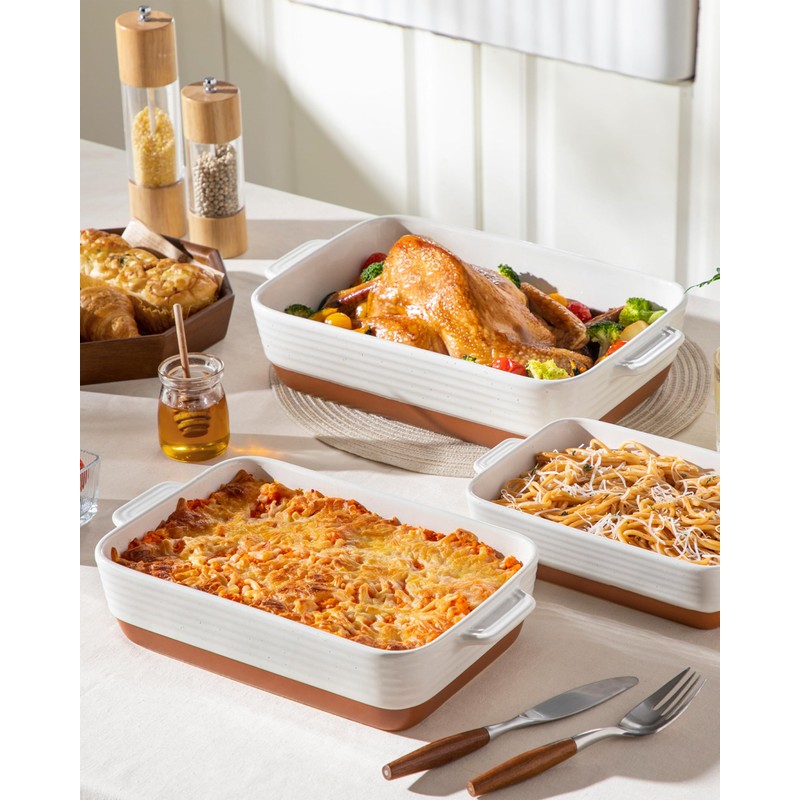MALACASA Casserole Dishes for Oven, Ceramic Baking Dishes Set of