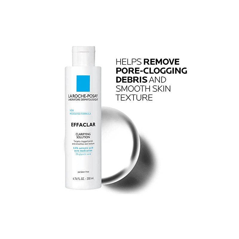 La Roche-Posay Effaclar Clarifying Solution Acne Toner with Salicylic Acid,