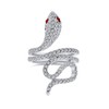 Bling Jewelry Twisted Snake Ring Simulated Garnet Crystal Rhodium Plated,Size:5
