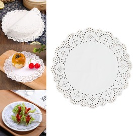 8 Inch White Lace Paper Doilies,Round Disposable Greaseproof Packaging Tableware Placemats-100 pieces