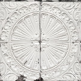 Livelynine 17.5x591 Vintage Tile Peel and Stick Wallpaper Squares Tiles Antique White Distressed Accent Wall Paper Self Adhesive Faux Tin Ceiling Tiles PVC Decorative Contact Paper Waterproof Vinyl