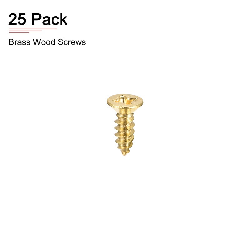 DTGN M3.5x12mm(DxL) Brass Phillips Wood Screws - 25Pack - Good