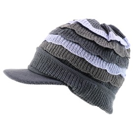 Armycrew Thick 100% Acrylic Knit Winter Warm Cuff Beanie Visor - Charcoal Grey