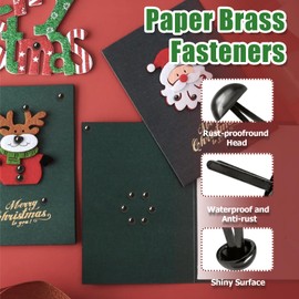 Coufce 500 Pcs 8 x 15mm Brads Paper Fasteners Black Tiny Brads Round Head Brads for Paper Crafts DIY Art School Projects