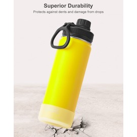 Koodee Insulated Water Bottle, 22 oz Stainless Steel Double Wall Vacuum Wide Mouth Sport Bottle with Leakproof Spout Lid (Yellow)