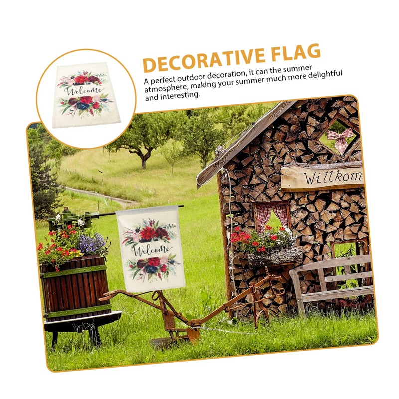 Totority 2pcs Vertical Polyester Garden Flag with Welcome Theme Durable