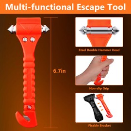 Car Window Breaker Hammer and Seat Belt Cutter 2-in-1, Emergency Escape Tool, Safety Glass Breaker, Automotive Safety Essentials and Accessories, 4 Packs