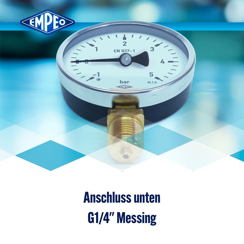 'Pressure Gauge with Lower G, Vacuum, 1/0/5 Bar G1/4