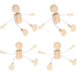 Healifty 4 statuette in legno fai da te, per dipingere, in legno naturale, per bambini, set fai da te, decorazione da tavolo e progetti fai da te