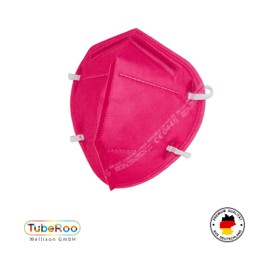 TubeRoo FFP2 Mask Pink Neon Pink Pack of 5 Masks from Germany, Made in Germany, Soft Round Ear Loop Bands, Respirator Mask, Mouth Guard, Protective Mask, Dust Mask, Fine Dust Mask