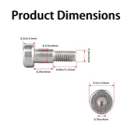 5 PCS 8*M6*6 Hex Socket Shoulder Bolt, Metric Machine Hex Socket Screw, Stainless Steel Shoulder Screws/Bolts, Metric Socket Head Cap Screws, Rust-Resistant, Smooth Finish, Durable