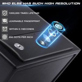 SOULYI Biometric Fingerprint Gun Safe For Pistols With Two Quick Access,Handgun Safe With Pop Up Door,Pistol Safe Storing Firearms Ammunition Money Valuables For Cabinet Car Table Use