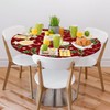 Christmas Candy Holly Leaf Decor Round Fitted Tablecloth with Elastic