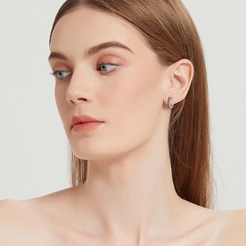 CONILOK Earrings Silver 925 Hoop Earrings Women's Earrings 14 mm Earrings Large Cubic Zirconia Earring Earrings Gift for Her Women Girlfriend Wife Teenager Girls Birthday Mother's Day Wedding