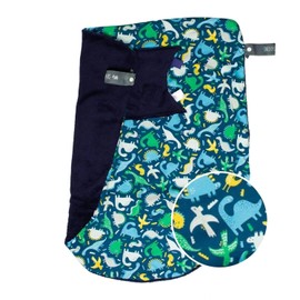 Cheeky Chompers Baby Travel Blanket | Lightweight, Attaches to Pushchair, Pram, Baby Carrier, Car Seat | Soft & Cosy Fleece with Hand and Feet Pouches | Ideal for Winter (Dino)