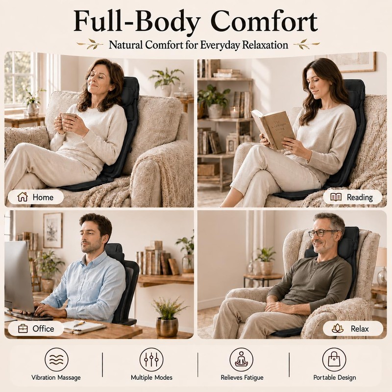 comrelax Vibrating Back Massager for Chair with Heat & Cooling,