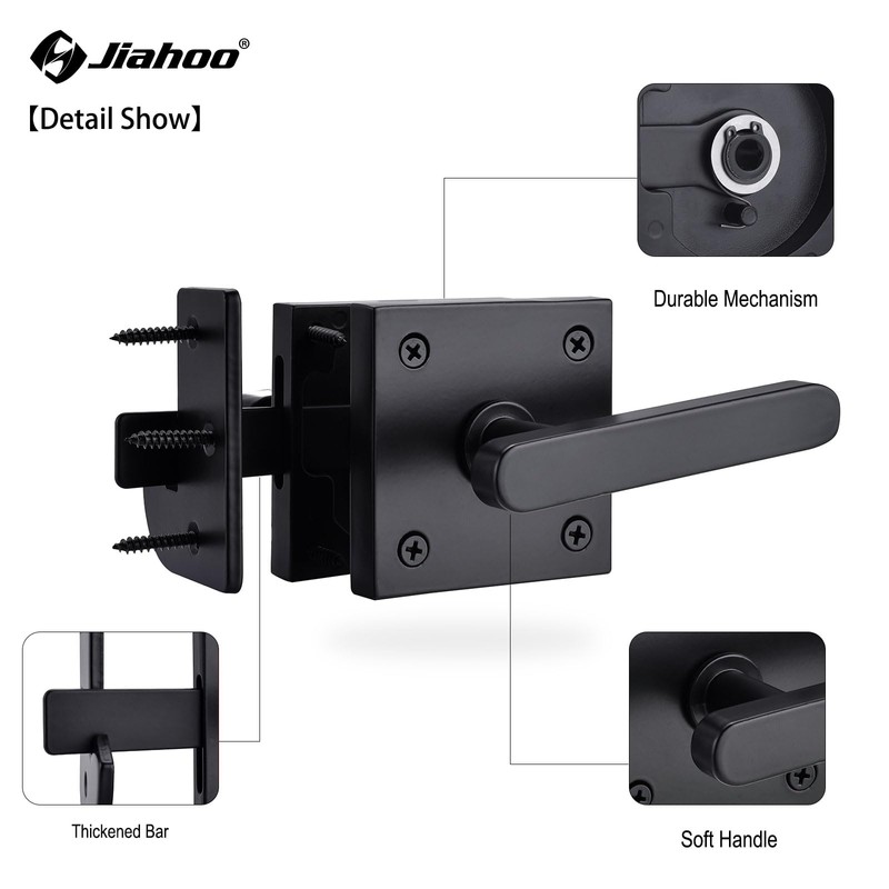 JIAHOO Double Side Gate Latch, Aluminum Self-Locking Gate Latch for