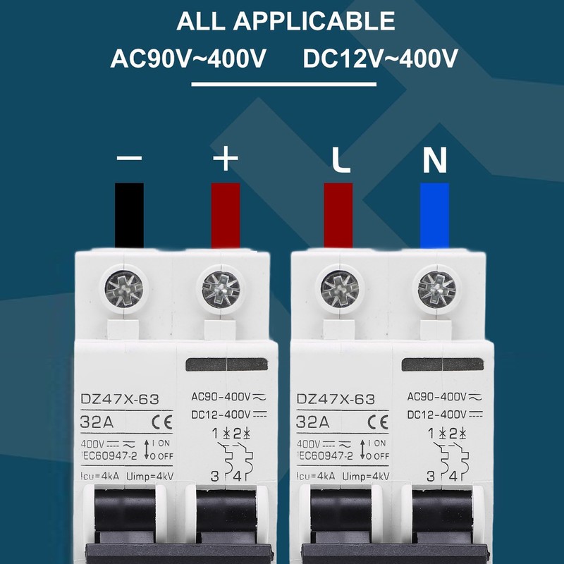 2P Miniature Circuit Breaker DIN Rail Mount Disconnect Switch for