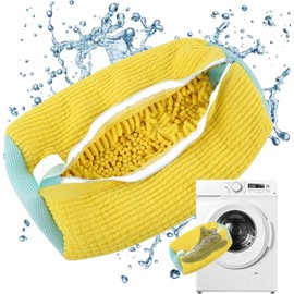 Fluffy Fibers 360° Wrap-Around Shoe Cleaning Bag - Reusable Washer for All Shoe Types and Sizes (Yellow 1PCS)