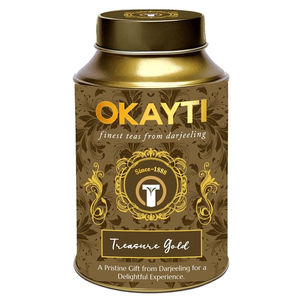 Okayti Treasure Gold Tea | Best Organic Single Estate(Pack of 1) | Top Golden Tips Darjeeling Tea - 50 Gms