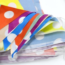66ft Bunting Banner, Multicolor Dots Flags Polyester Fabric Bunting Garland 52pcs Waterproof Flags Reusable Bunting for Home Outdoor Birthday Wedding Party Decoration