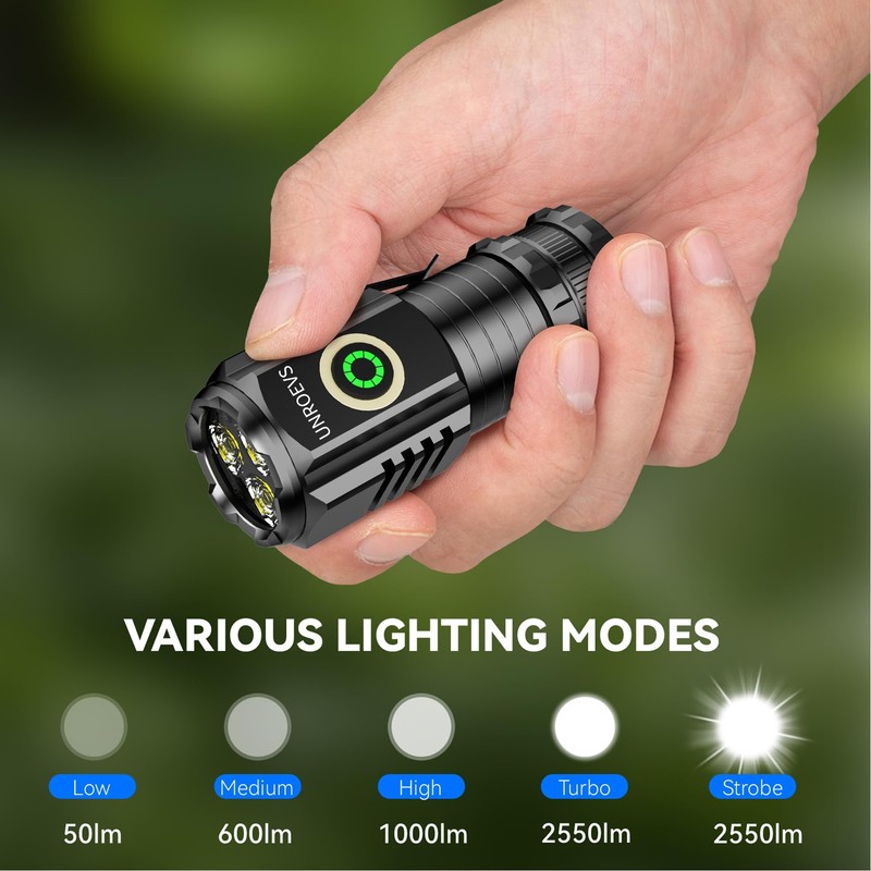 UNR0EVS LED Mini Flashlight with Magnet,Super Bright Small Pocket Flashlight,5