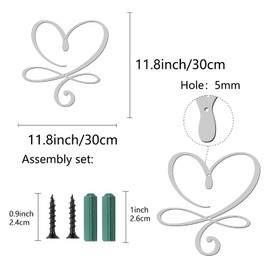 CREATCABIN Infinity Heart Metal Wall Art Wall Decor Love Iron Wall Signs Hanging Metal Ornament Sculpture for Balcony Garden Home Living Room Decoration Silver 11.8Inch