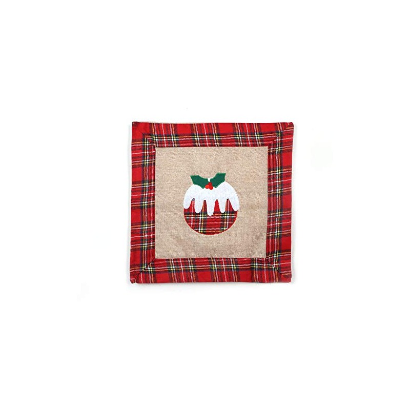 SHATCHI Pillow Case Christmas Pudding Printed Pattern Cushion Covers Burlap