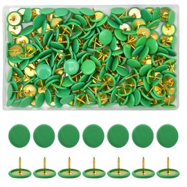 Hocansen 300 Pcs Thumb Tacks 10x9mm Colored Push Pins Flat Round Head Drawing Pins for Map, Photo Wall, Corkboard (Green/TD-PT)