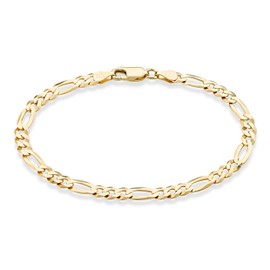 Miabella Solid 18K Gold Over Sterling Silver Italian 5mm Diamond-Cut Figaro Chain Bracelet for Women Men, 925 Made in Italy (Length 6.5 Inches (X-Small))