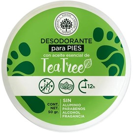 Árbora Desodorante de Pies con Aceite de Tea Tree Neutraliza el Mal Olor y Abosorbe Humedad Protección Natural SIN Parabenos, Aluminio, TalcoPerfecto para viajes Fórmula Suave e Hidratante 50gr