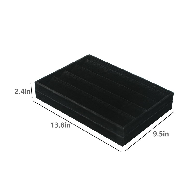 Coward 2PC Black Velvet Stackable Earring Tray Drawer Jewelry Holder