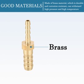QUARKZMAN Hose Assembly Reducer Straight Barb Brass 8 mm to 4 mm Diameter x 1 Piece Straight Connector Adapter Gold Tone for Hose Connection