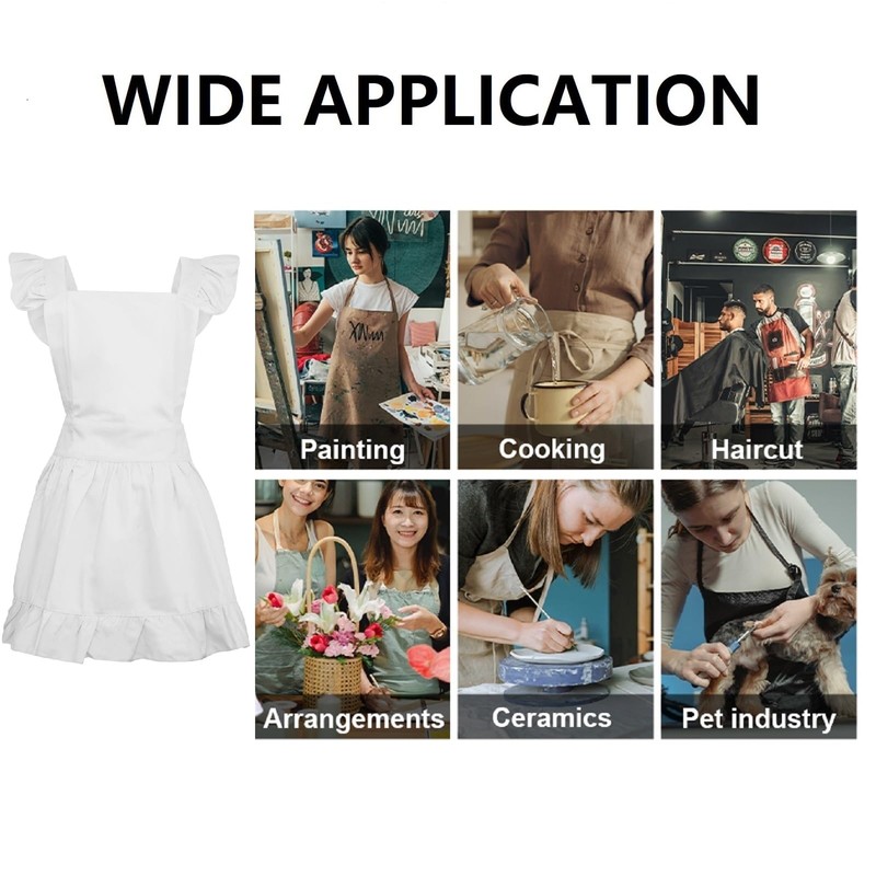 Aspire Cotton Retro Adjustable Ruffle Apron Kitchen Cooking Adult &