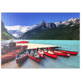 Red Canoes in the Blue Waters of Lake Louise, Banff National Park, Alberta, Canada - Premium 500 Piece Puzzle - MyPuzzle Special Collection by Puzzle Galaxy