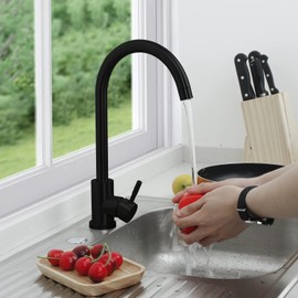 SOLVEX Single Handle High Arc Kitchen Faucet Stainless Steel Mate Black Single Hole Kitchen Sink Faucet,Modern One Hole Bar Sink Faucet SP-10020-N