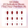 Stiletto Fake Nails - 24PCS Red Almond Press On Nails