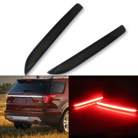 GTINTHEBOX Smoked Lens LED Bumper Reflector Lights for 2016 2017 2018 2019 Ford Explorer Function as Tail Brake Rear Fog Lamps
