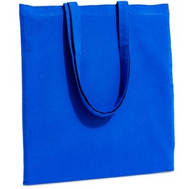 Carrywell (Not Made In China) 6 Pack Cotton Canvas Tote Bags, Bulk Lightweight Reusable Cloth Shopping Bag For Groceries, Promotions and Advertising, Blank Organic Fabric (Blue)