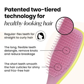 Tangle Teezer Ultimate Detangling Hair Brush - Hyperyellow & Rosebud, For Wet & Dry Hair, Reduces Breakage, Eliminates Tangles, Suitable for All Hair Types.