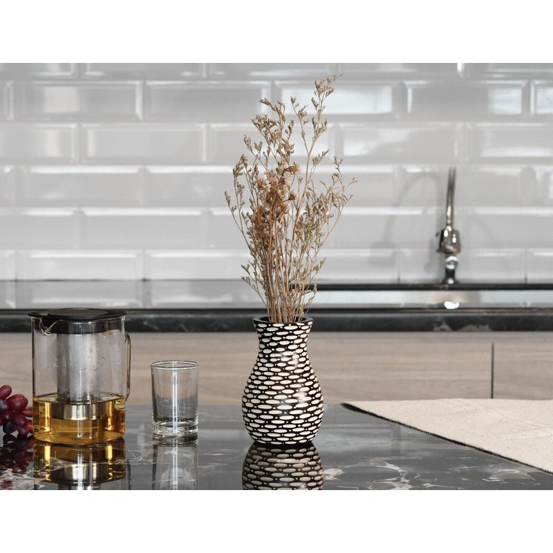 AeraVida Intricate Etched Ovals on Textured Dark Brown Mango Tree