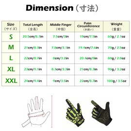 JEELAD Cycling Gloves Skeleton Biking Workout Racing Gloves Full Finger for Men Women Outdoor Running Driving Cycling Hiking (M, Black)