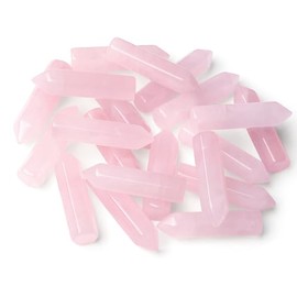 GUJOXILA 10 Pieces Rose Quartz Gemstones Crystals Sets Healing Crystal Stone Crystal Column Towers Hexagonal Point Rods Meditation Energy Bulk Hexagonal Dots Reiki Palm Stone