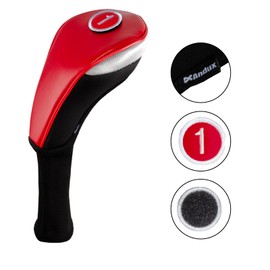 Andux 5pcs/set PU Golf Wood Headcovers 460cc Driver Long Neck Red