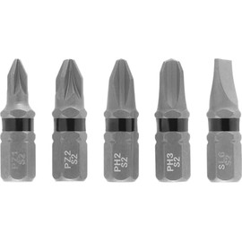 Original Einhell Impact Bit Set, 5 Pieces, 25 mm, PH/PZ/SL (Torsion Zone, S2 Steel, Zinc Phosphating, C 6.3 Shank)