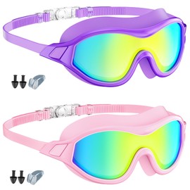 Estefanlo Swimming Goggles, Swimming Goggles Kids 6-14, Goggles Swimming Adult, Kids Swimming Goggles Anti Fog Swimming Goggles (Purple + Pink)