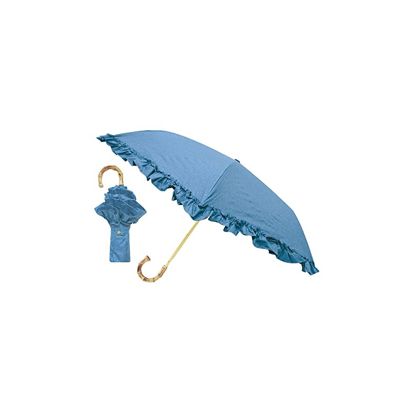 Kamiojapan BL 787019 PT Full Blackout 3-fold Umbrella/Denim Style Ruffle