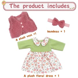 3pcs Baby Doll Clothes Including Dress Headband Vest for 43 cm / 17 Inch Newborn Baby Dolls (No Doll)