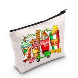 Ciao Bella Makeup Bag Italy Word Ciao Gift Milk Tea Cup Cosmetic Bag Italy Travel Gift Italian Hello Bag, Ciao Milk Tea Makeup Bag